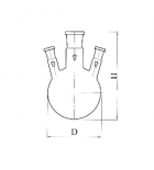 колба круглодонная с 3-мя горловинами под углом КГУ-3-1-6000-45-14-14, термостойкое стекло
